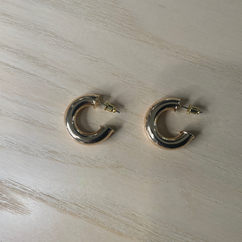 Gold-Colored Helium Hoop Earrings New